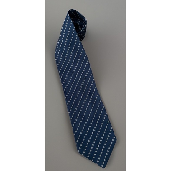 Georgio Armani Cravatte Tie Blue Geometric AOP Pattern 100% Silk Italy VTG JBHS